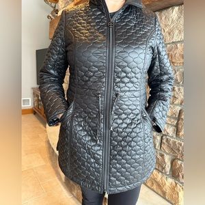 Laundry by Shelli Segal. Black w/ leopard interior. Drawstring at waist.